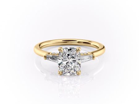 The Baguettes Megan Set With A 5 Carat Elongated Cushion Moissanite Hot on Sale