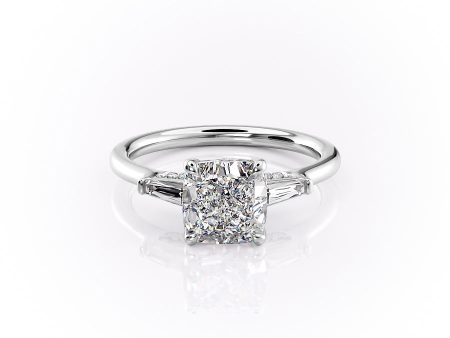 The Baguettes Megan Set With A 2 Carat Cushion Moissanite Cheap