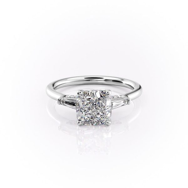 The Baguettes Megan Set With A 2 Carat Cushion Moissanite Cheap