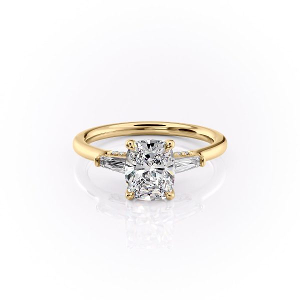 The Baguettes Megan Set With A 2 Carat Elongated Cushion Moissanite Online