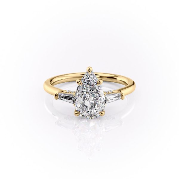 The Baguettes Megan Set With A 4.5 Carat Pear Moissanite Online Hot Sale