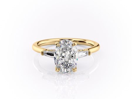 The Baguettes Megan Set With A 2 Carat Oval Moissanite Online Hot Sale