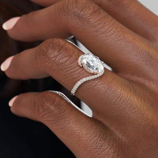 The Pave Skyler Set With A 5 Carat Oval Moissanite Hot on Sale