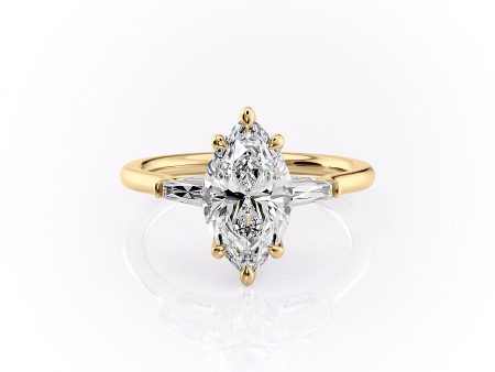 The Baguettes Megan Set With A 3 Carat Marquise Moissanite Fashion