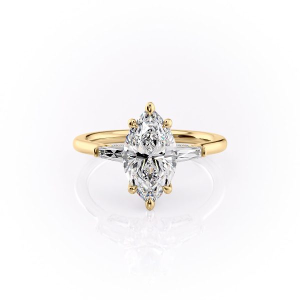 The Baguettes Megan Set With A 3 Carat Marquise Moissanite Fashion