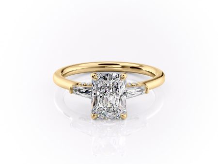 The Baguettes Megan Set With A 3 Carat Radiant Moissanite Cheap