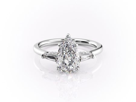 The Baguettes Megan Set With A 2.5 Carat Pear Moissanite on Sale