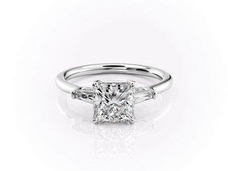 The Baguettes Megan Set With A 1.5 Carat Princess Moissanite For Cheap