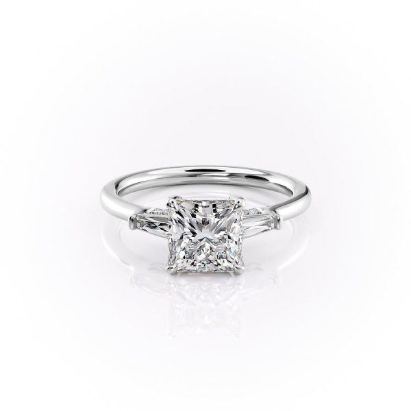 The Baguettes Megan Set With A 1.5 Carat Princess Moissanite For Cheap