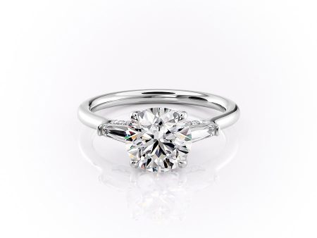 The Baguettes Megan Set With A 2.5 Carat Round Moissanite Discount