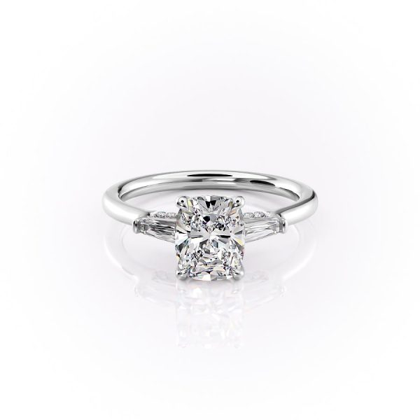 The Baguettes Megan Set With A 2.5 Carat Elongated Cushion Moissanite Online now