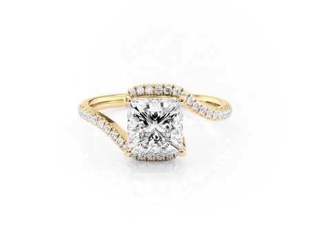 The Pave Skyler Set With A 1.5 Carat Princess Moissanite Hot on Sale