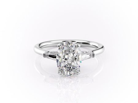 The Baguettes Megan Set With A 1.5 Carat Oval Moissanite Online Sale