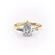 The Baguettes Megan Set With A 1.5 Carat Pear Moissanite For Sale