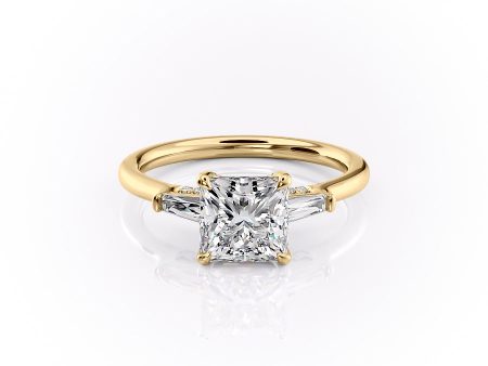 The Baguettes Megan Set With A 3.5 Carat Princess Moissanite Hot on Sale