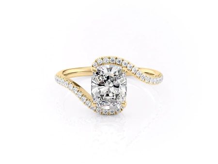 The Pave Skyler Set With A 5 Carat Elongated Cushion Moissanite Online now