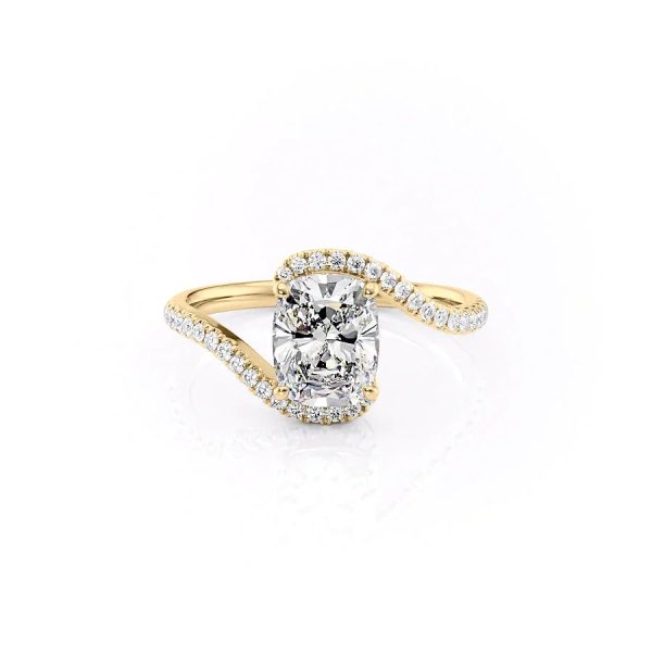 The Pave Skyler Set With A 5 Carat Elongated Cushion Moissanite Online now