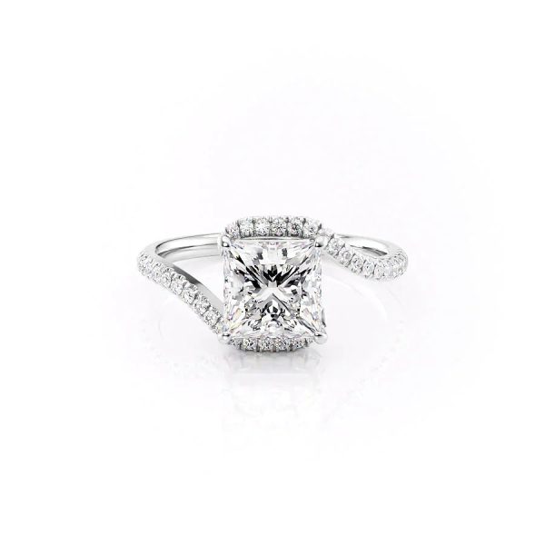 The Pave Skyler Set With A 5 Carat Princess Moissanite For Sale