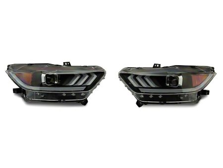 Raxiom Projector Headlights Ford Mustang S550 (15-23) [White Tri-Bar LED DRL] Factory HID or LED For Sale