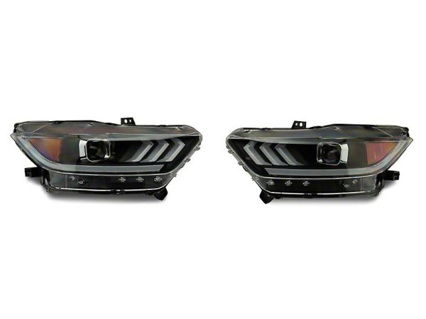 Raxiom Projector Headlights Ford Mustang S550 (15-23) [White Tri-Bar LED DRL] Factory HID or LED For Sale