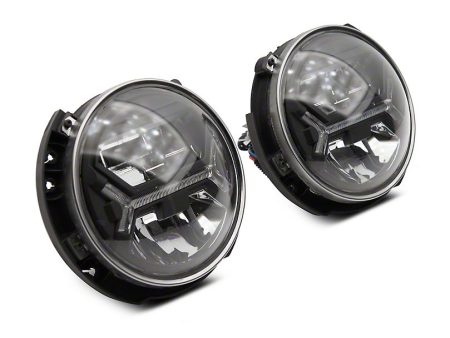 Raxiom LED Headlights Jeep Wrangler JK (07-18) [7  w  LED Halo] Black Housing  Clear Lens Discount