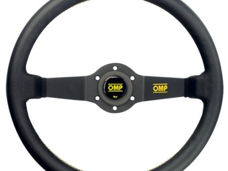 OMP Rally Race 350mm Steering Wheel [Black Spokes] Black Leather or Suede Online Hot Sale