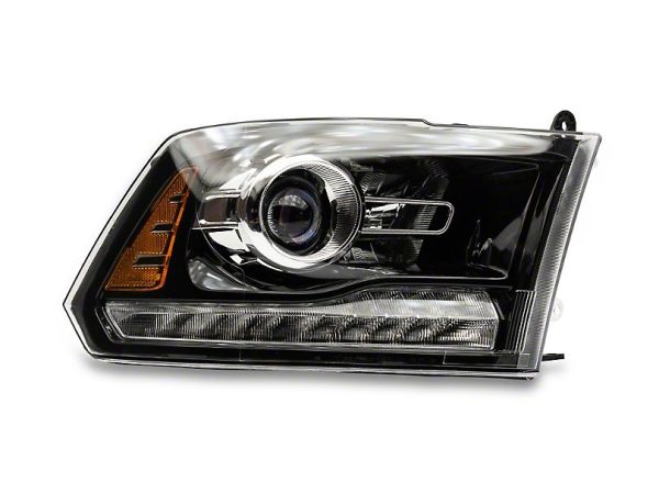 Raxiom Projector Headlights Dodge Ram 1500 Factory Halogen (09-18) [OE-Style] w  LED Halo & Switchback Turn Signals For Sale