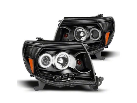 Raxiom Projector Headlights Toyota Tacoma (05-09) [Super White LED Halo] Black Housing  Clear Lens For Discount